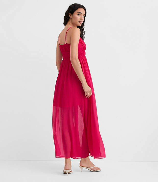 Smocked Strappy Maxi Pocket Dress