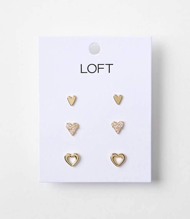 Pave Heart Stud Earring Set