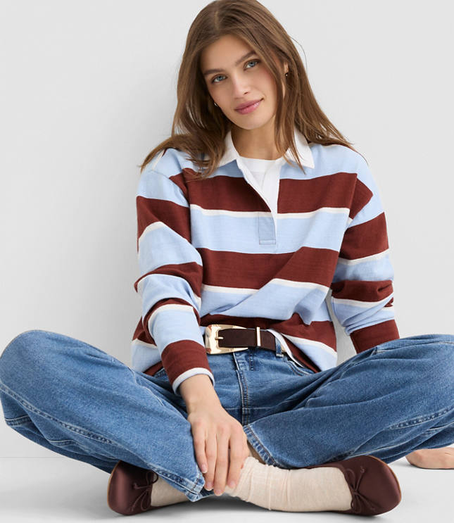 Rugby Stripe Polo Top