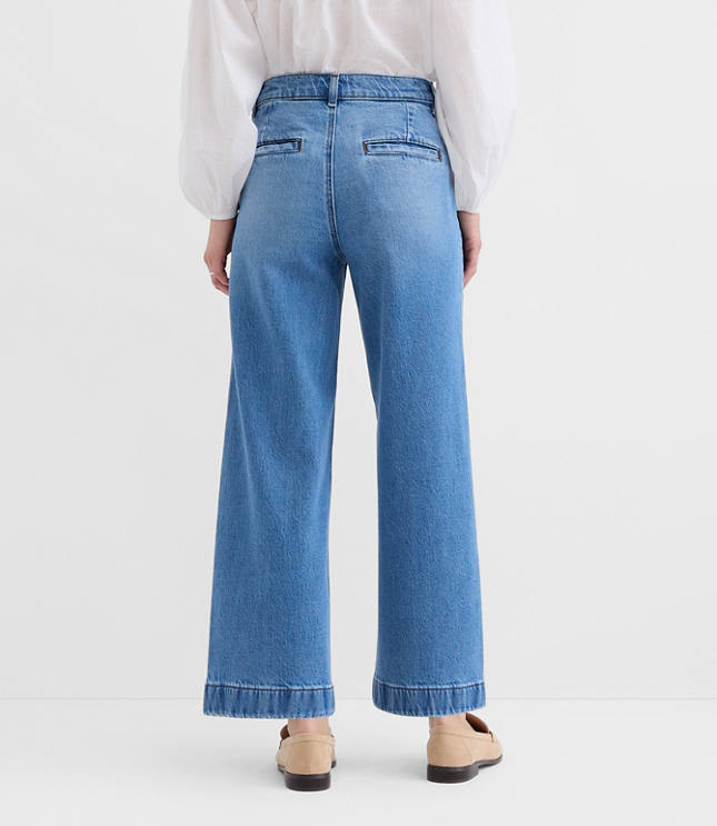 Petite Curvy Palmer Wide Leg Crop Jeans in Classic Mid Wash
