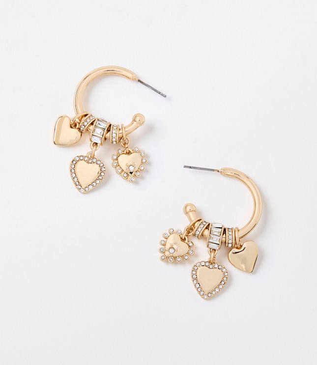 Sparkle Heart Cluster Hoop Earrings