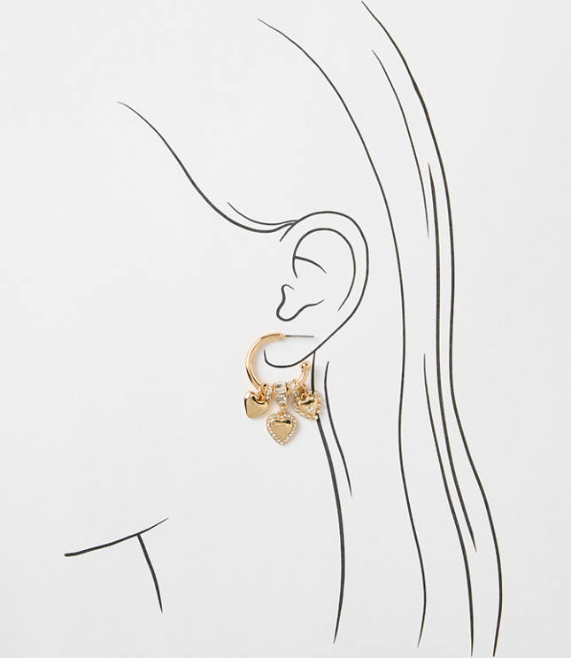 Sparkle Heart Cluster Hoop Earrings