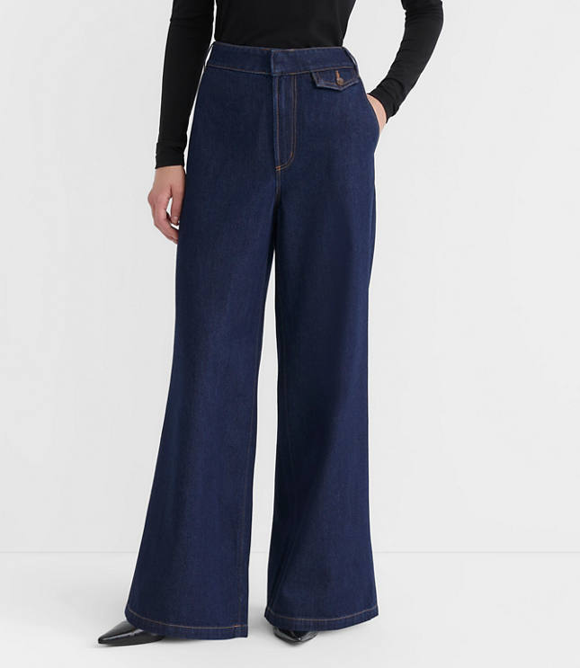 Petite Curvy High Rise Trouser Jeans in Dark Rinse