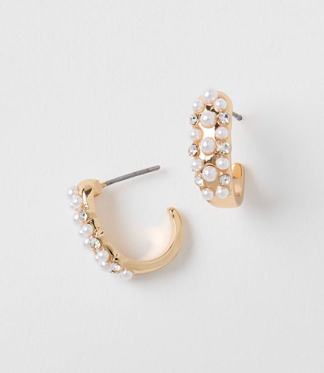 Pearlized Sparkle Huggie Hoop Earrings