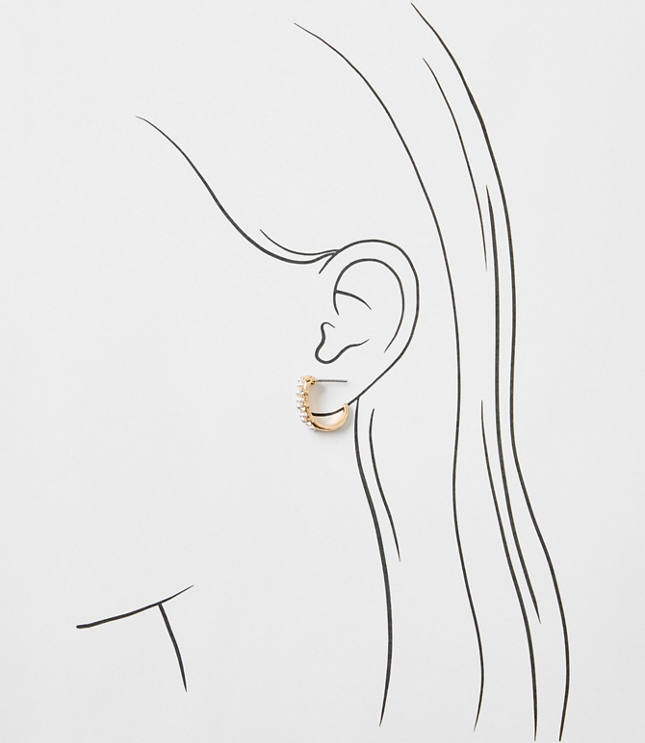 Pearlized Sparkle Huggie Hoop Earrings