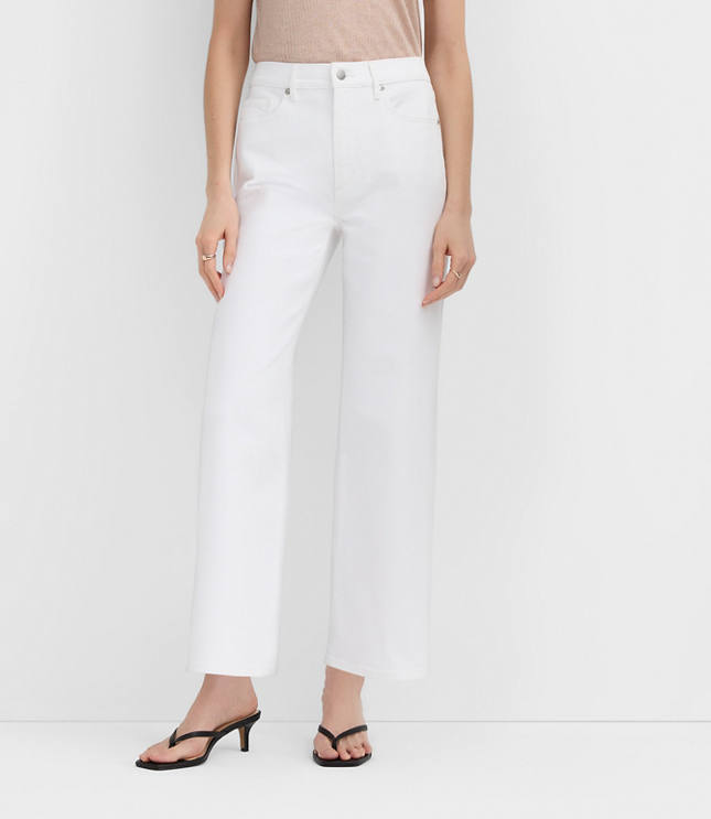 Rivete Curvy High Rise Wide Leg Crop Jeans in White