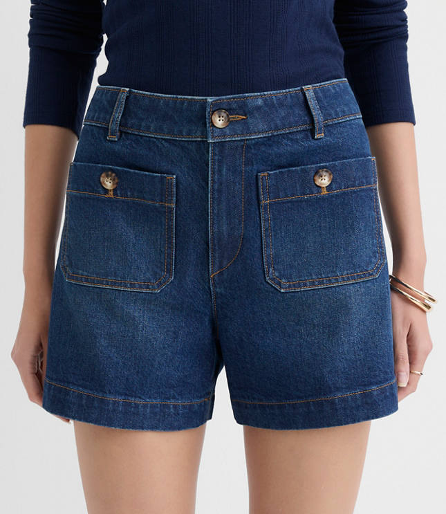 Curvy Palmer Denim Shorts in Vintage Mid Wash