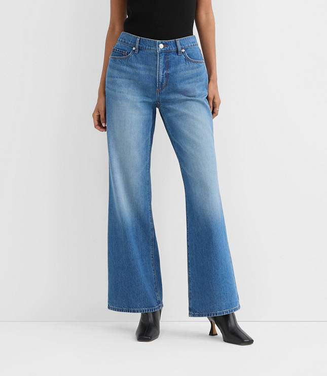 Rivete Curvy Mid Rise Wide Leg Jeans in Vintage Dark Wash