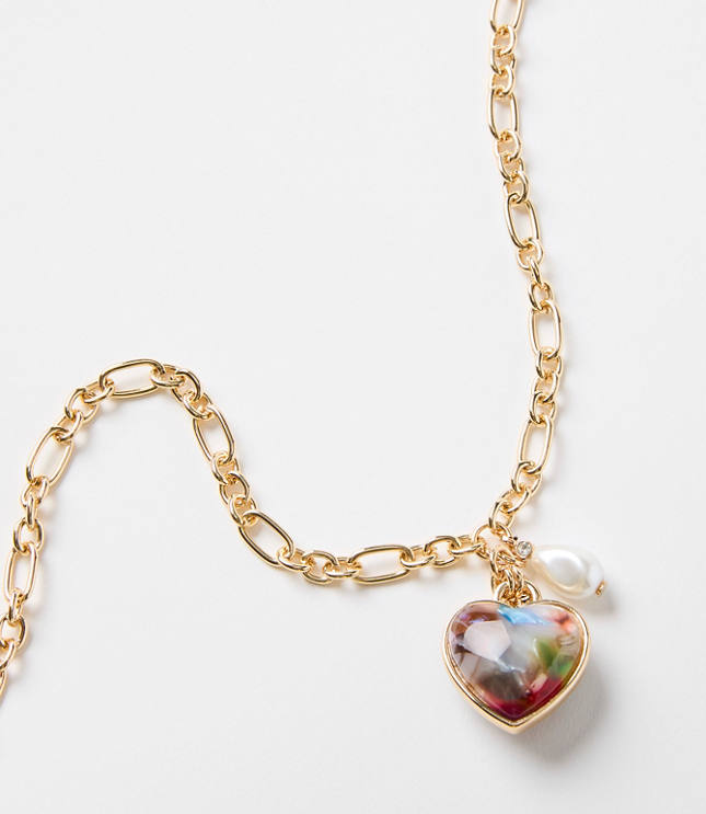 Tortoiseshell Print Puffy Heart Pendant Necklace