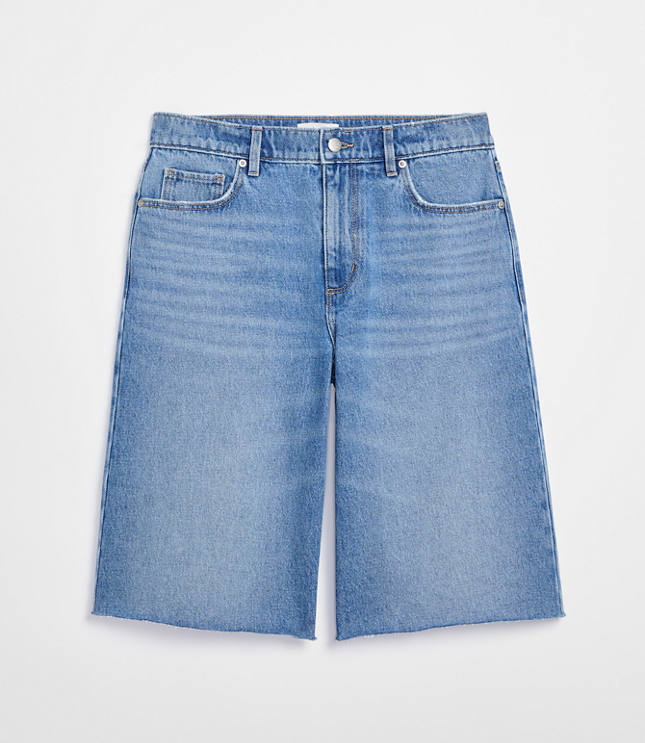 Rivete Curvy High Rise Denim Bermuda Shorts in Vintage Mid Wash