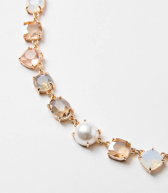 Pearlized Crystal Statement Necklace