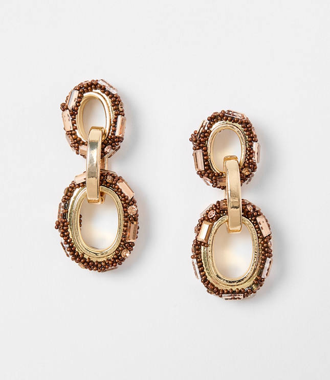 Beaded Link Drop Statement Earrings