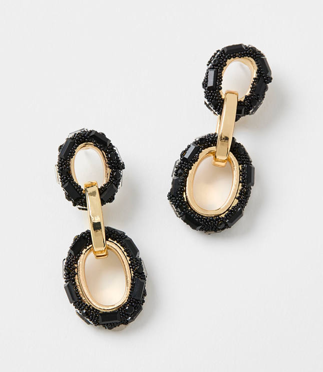 Beaded Link Drop Statement Earrings