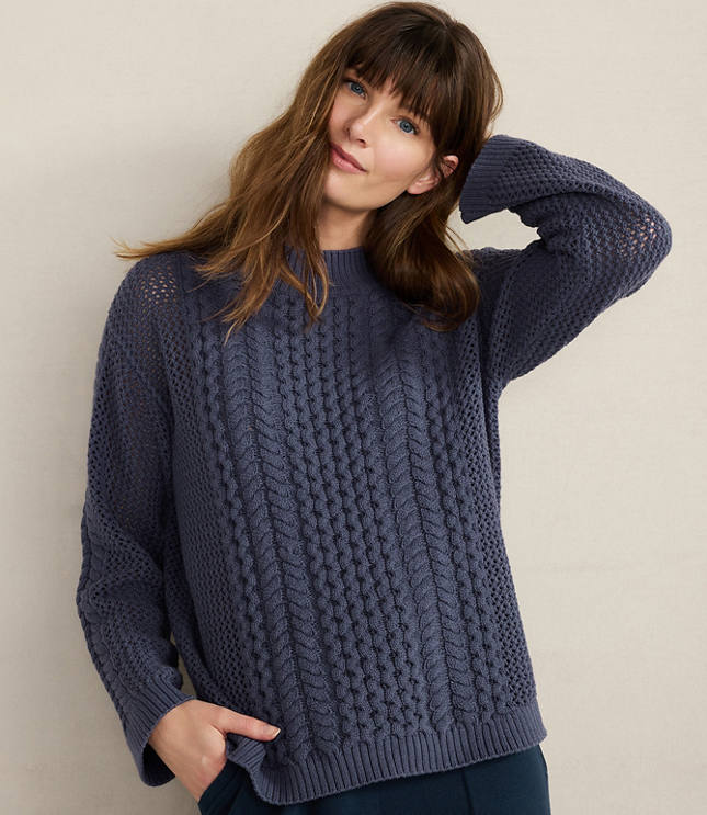Haven Well Within Cotton Blend Mixed Stitch Crewneck Sweater