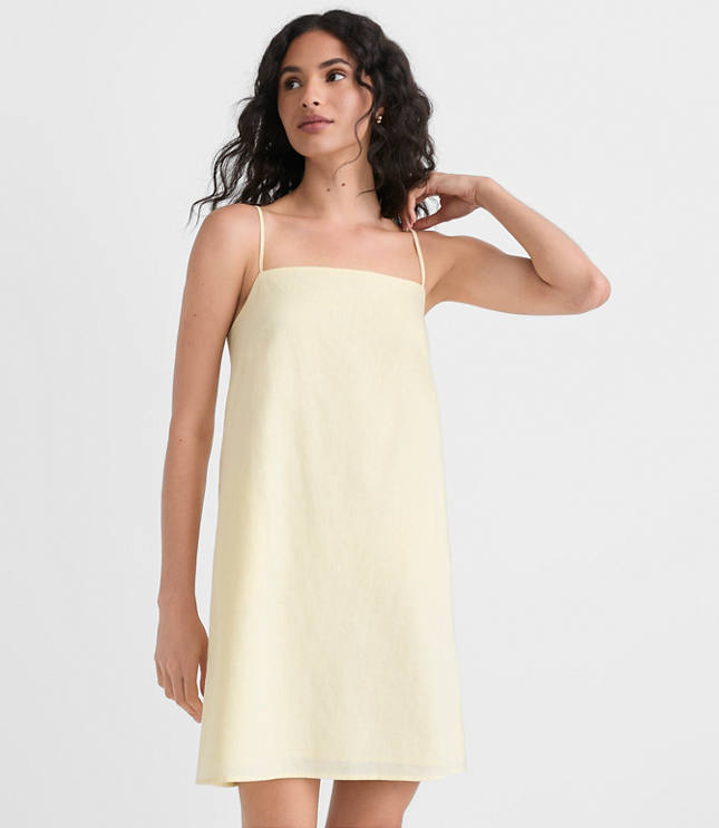 Petite Linen Cotton Strappy Mini Pocket Dress carousel Product Image 1