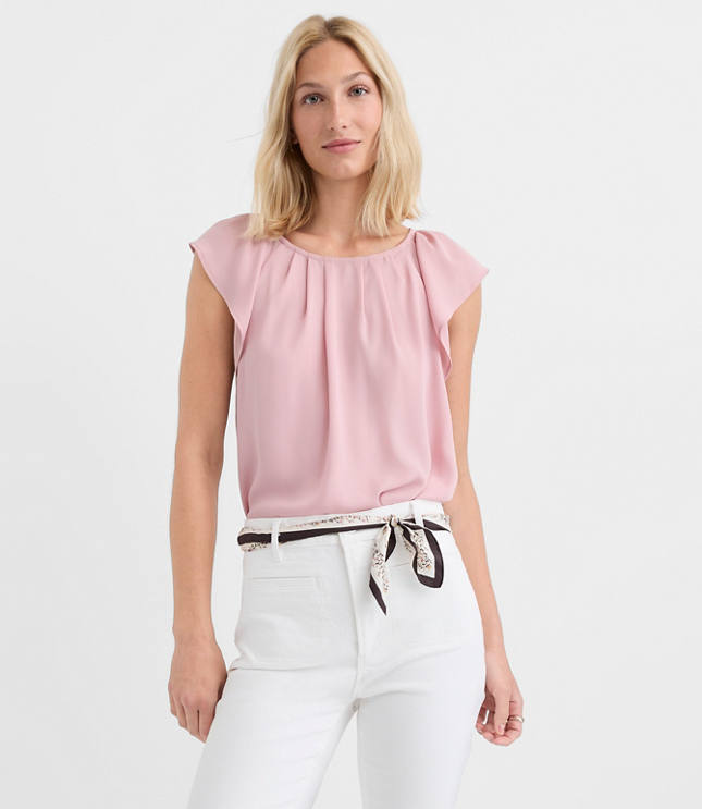 Flutter Sleeve Mixed Media Blouse