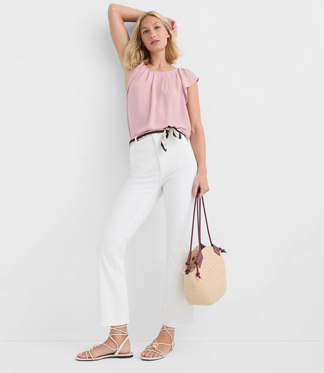 Flutter Sleeve Mixed Media Blouse