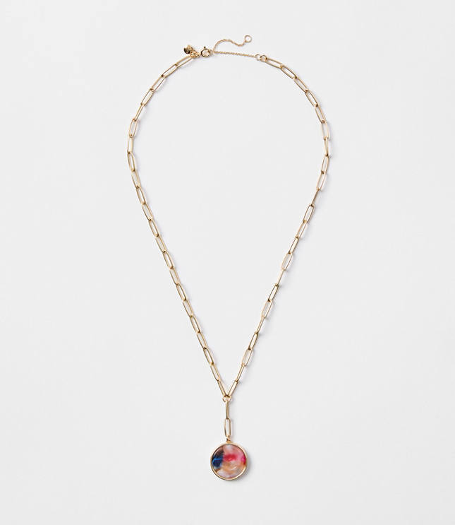 Multicolored Tortoiseshell Print Chain Link Necklace