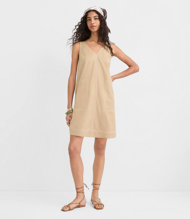 Petite Topstitched Double V Mini Pocket Dress carousel Product Image 1