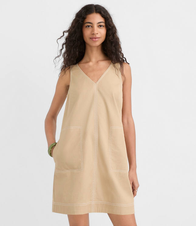 Petite Topstitched Double V Mini Pocket Dress carousel Product Image 2