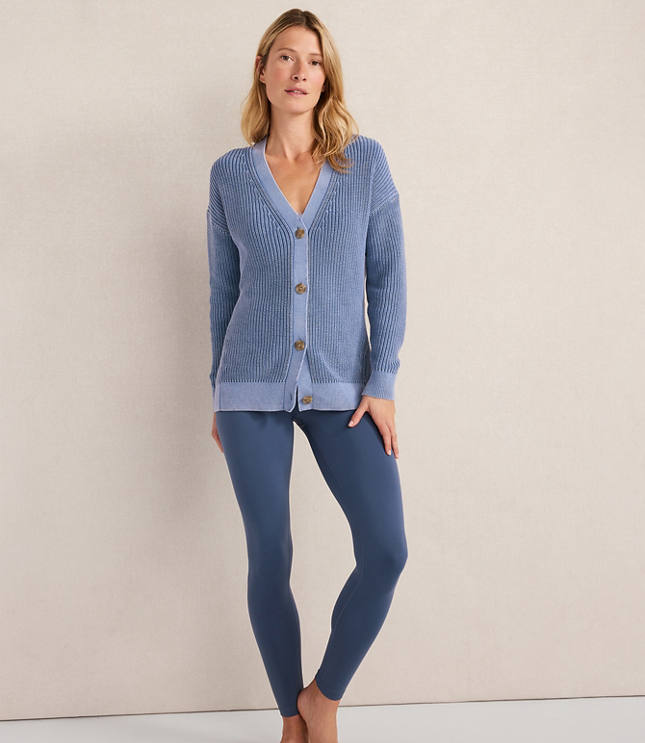 Haven Well Within Garment-Dyed Organic Cotton Shaker Stitch Cardigan