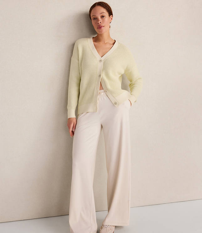 Haven Well Within Garment-Dyed Organic Cotton Shaker Stitch Cardigan