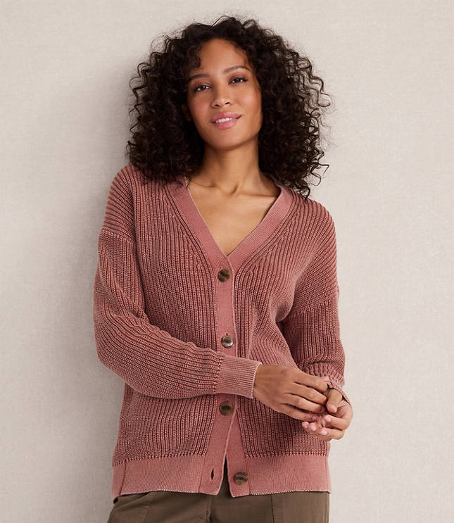 Haven Well Within Garment-Dyed Organic Cotton Shaker Stitch Cardigan