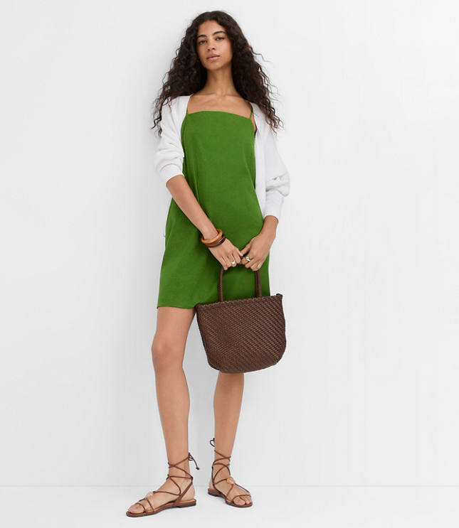 Tall Linen Cotton Strappy Mini Pocket Dress carousel Product Image 1