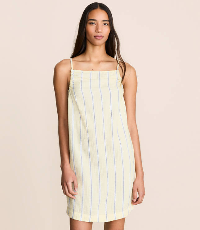 Lou & Grey Striped Ruched Triple Cloth Mini Dress