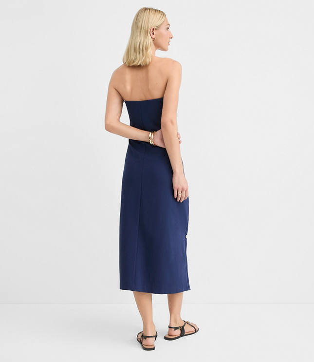 Petite Side Button Strapless Midi Dress carousel Product Image 3