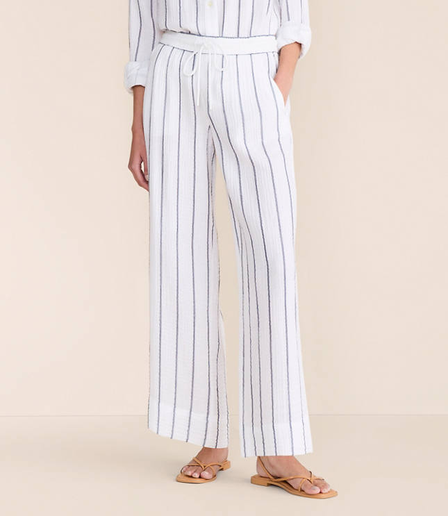 Lou & Grey Striped Triple Cloth Wide Leg Pants carousel Product Image 2