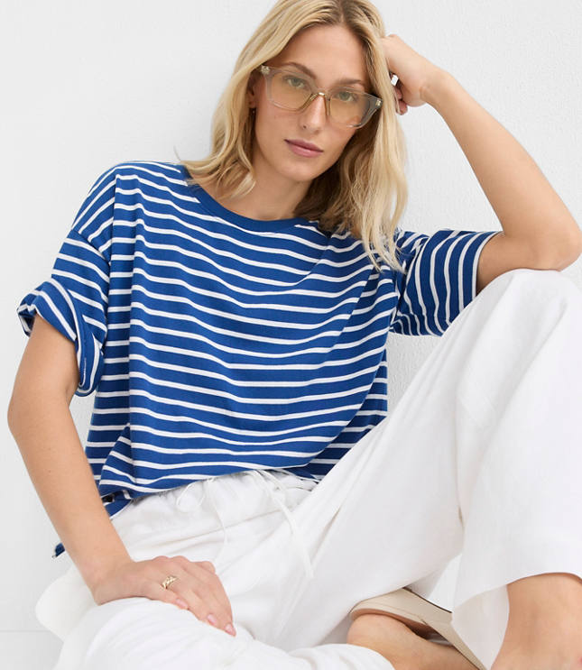 Petite Striped Jersey Modern Tee carousel Product Image 1