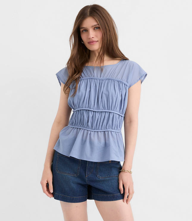 Petite Ruched Wedge Top