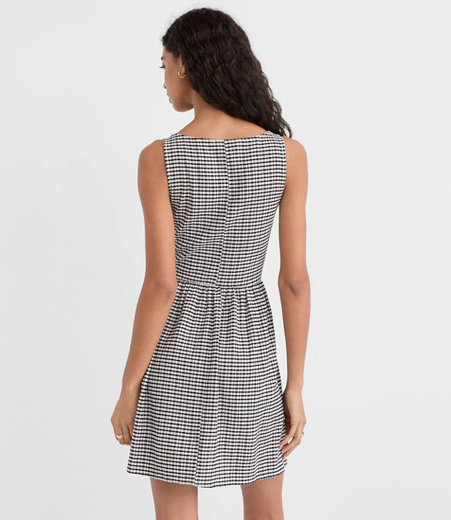 Petite Gingham Ruched Mini Pocket Dress