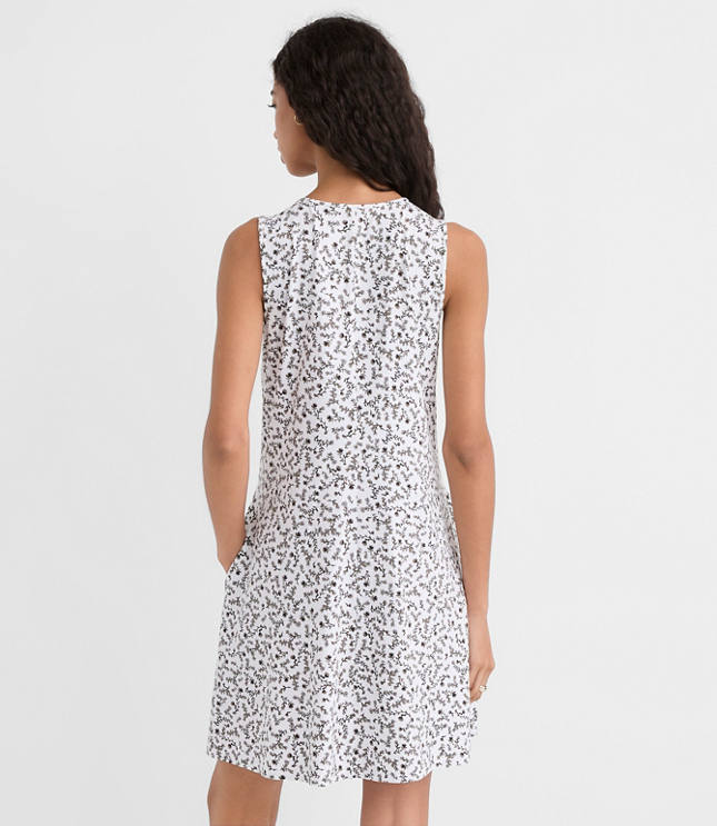 Petite Floral Pintucked Bow Mini Pocket Dress