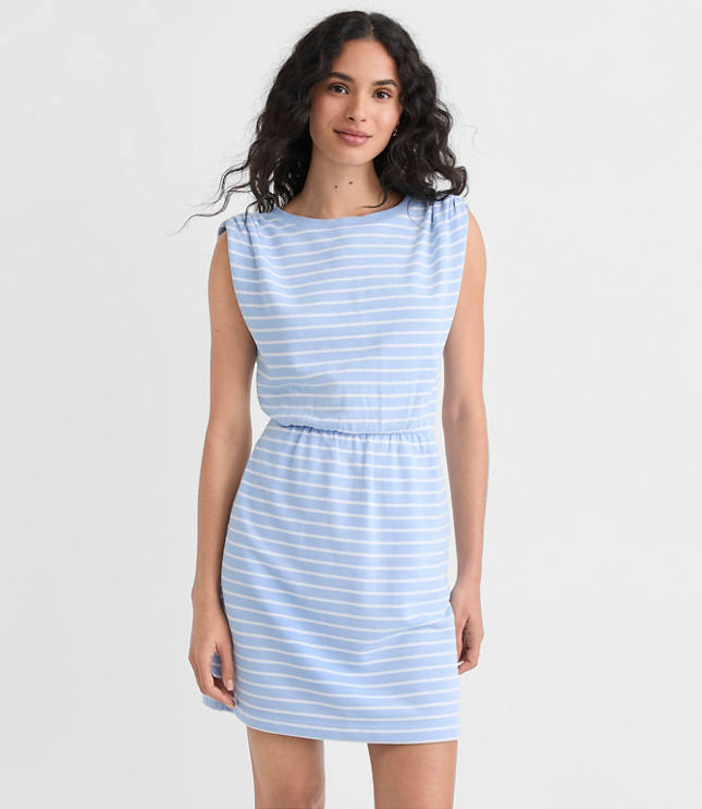 Petite Stripe Shirred Terry Mini Pocket Dress carousel Product Image 1