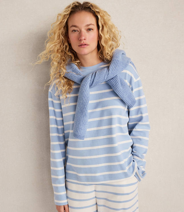 Haven Well Within Brushed Cotton Interlock Stripe Crewneck