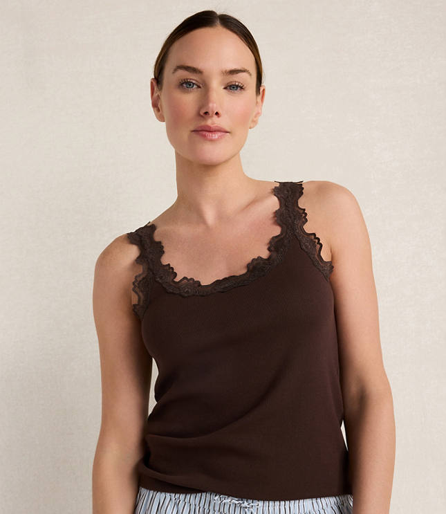 Haven Well Within Organic Cotton Rib Knit Lace Tank carousel Product Image 1
