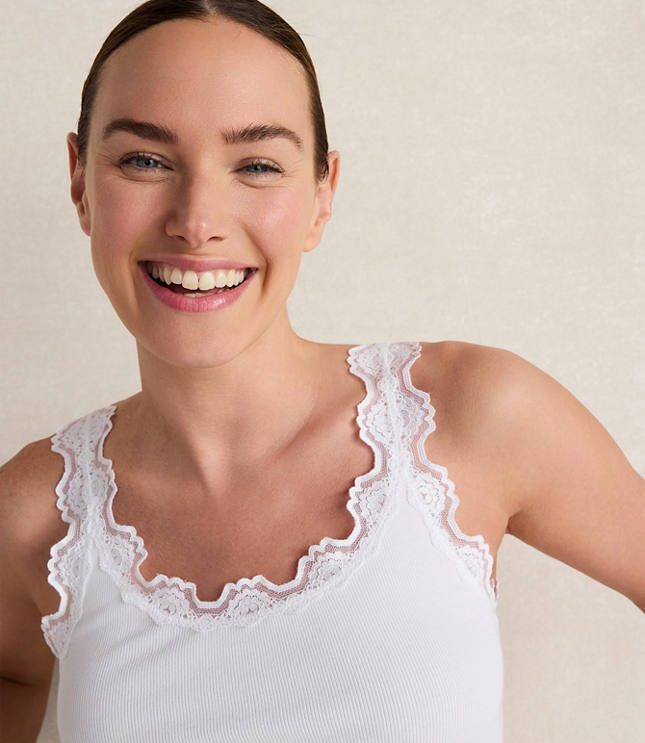 Haven Well Within Organic Cotton Rib Knit Lace Tank carousel Product Image 1