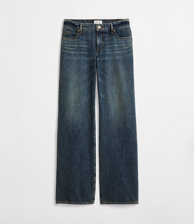 Rivete Low Rise Wide Leg Jeans in Lune Wash