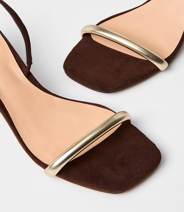 Metallic Slingback Kitten Heel Sandals