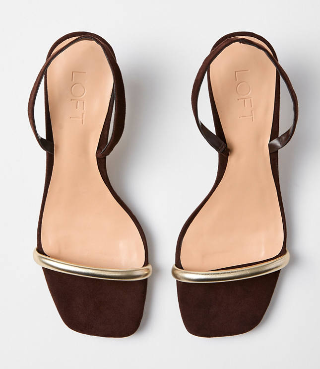 Metallic Slingback Kitten Heel Sandals