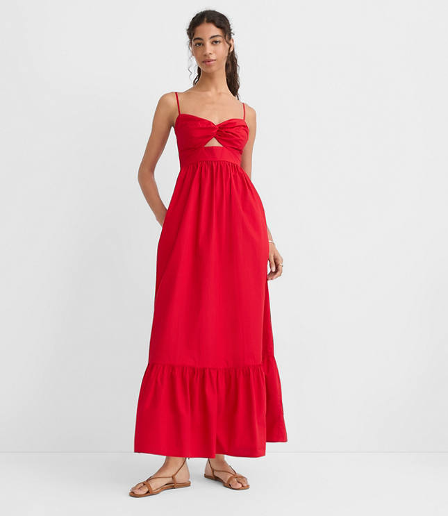 Petite LOFT Beach Poplin Cutout Twist Maxi Pocket Dress carousel Product Image 1