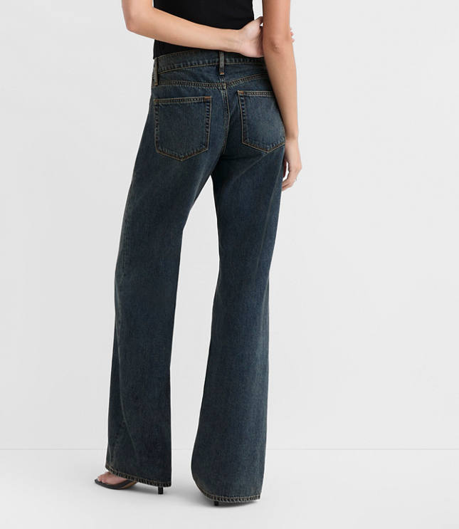 Rivete Petite Low Rise Wide Leg Jeans in Lune Wash carousel Product Image 3