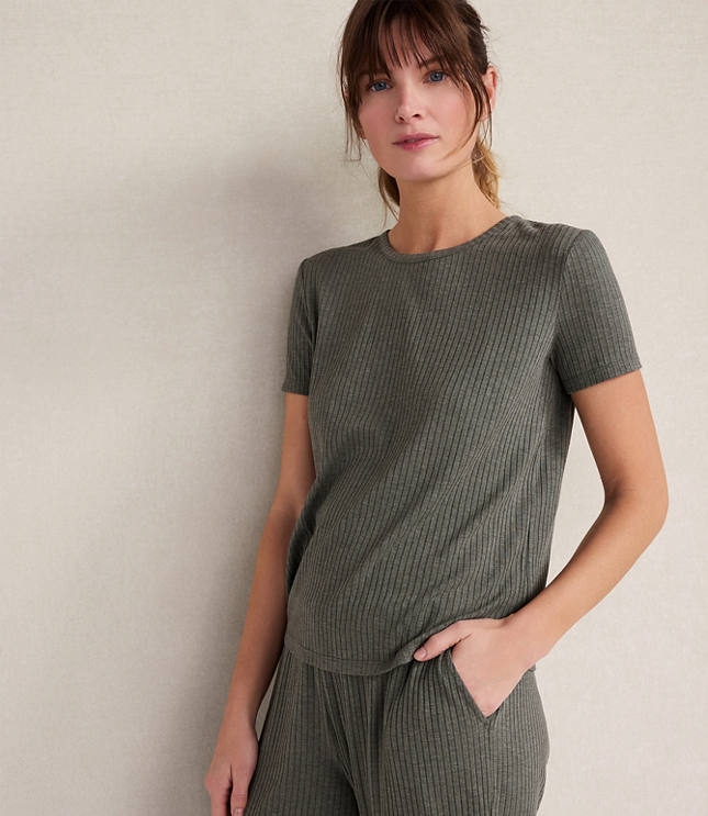 Haven Well Within Drapey Rib Knit Short Sleeve Crewneck carousel Product Image 1