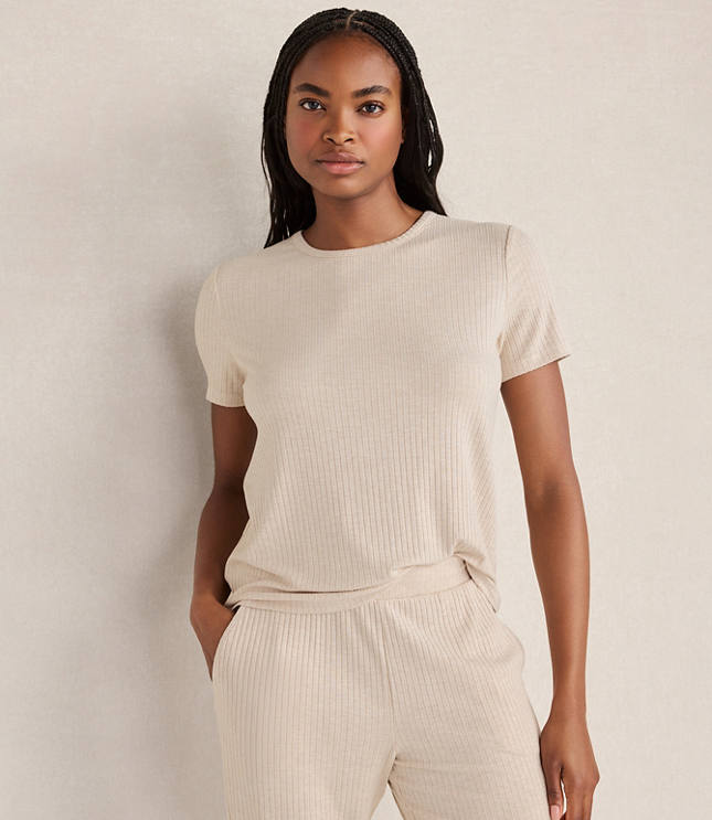 Haven Well Within Drapey Rib Knit Short Sleeve Crewneck