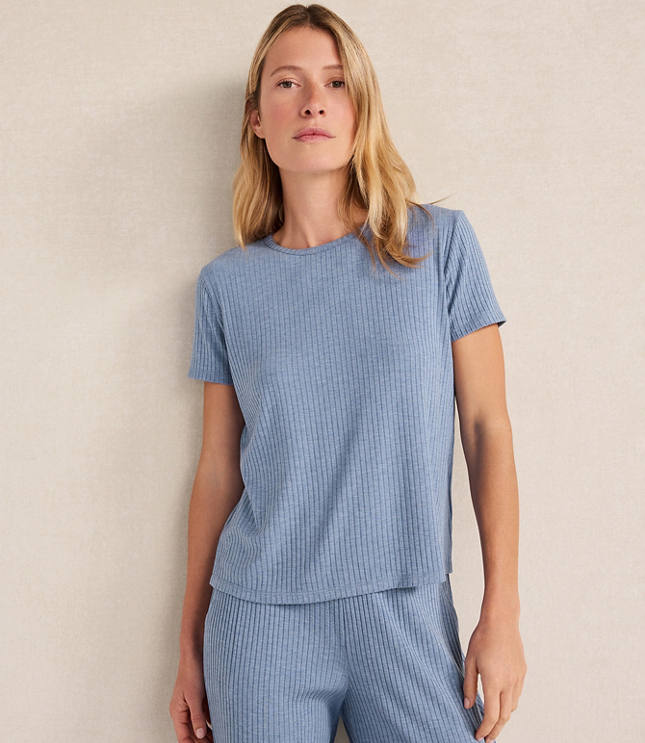 Haven Well Within Drapey Rib Knit Short Sleeve Crewneck