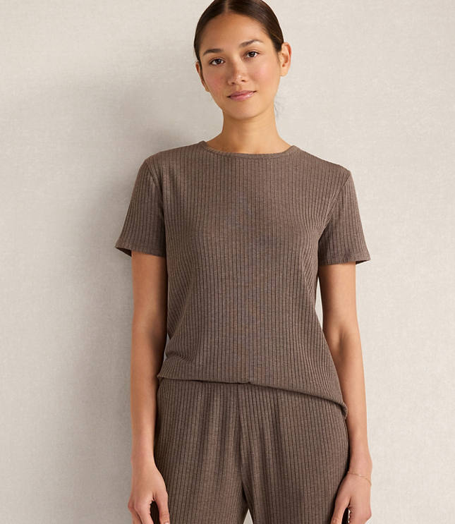 Haven Well Within Drapey Rib Knit Short Sleeve Crewneck