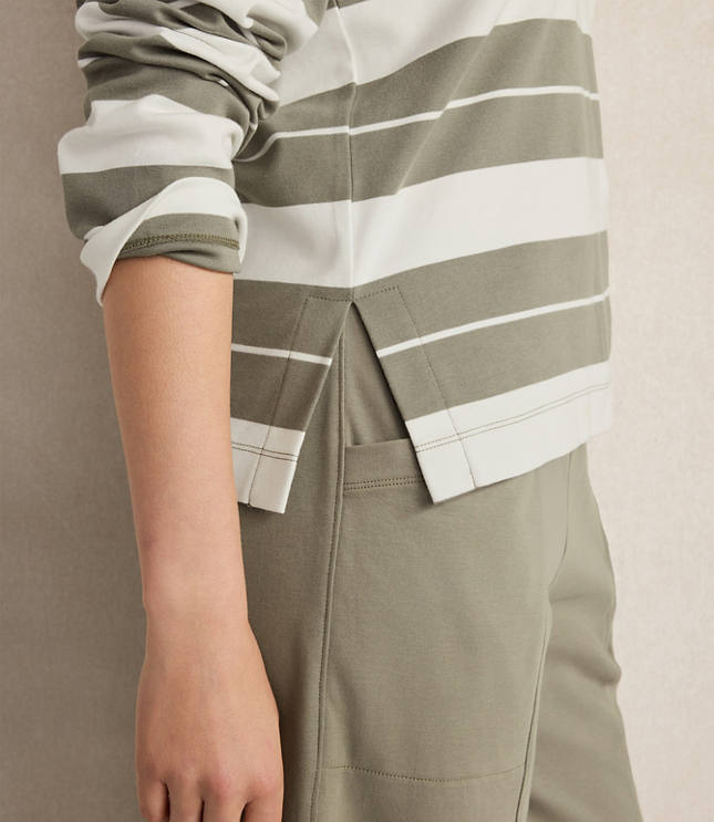 Haven Well Within Organic Cotton Interlock Stripe Johnny Collar Top