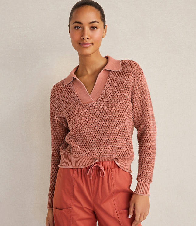 Haven Well Within Cotton Wave Stitch Johnny Collar Sweater